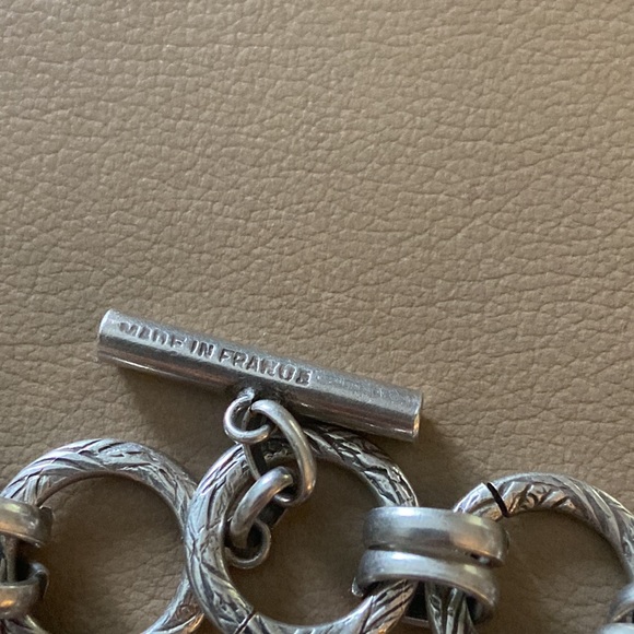 Great silver circle bracelet w toggle clasp “MADE IN FRANCE” & killer star globe - Picture 3 of 5